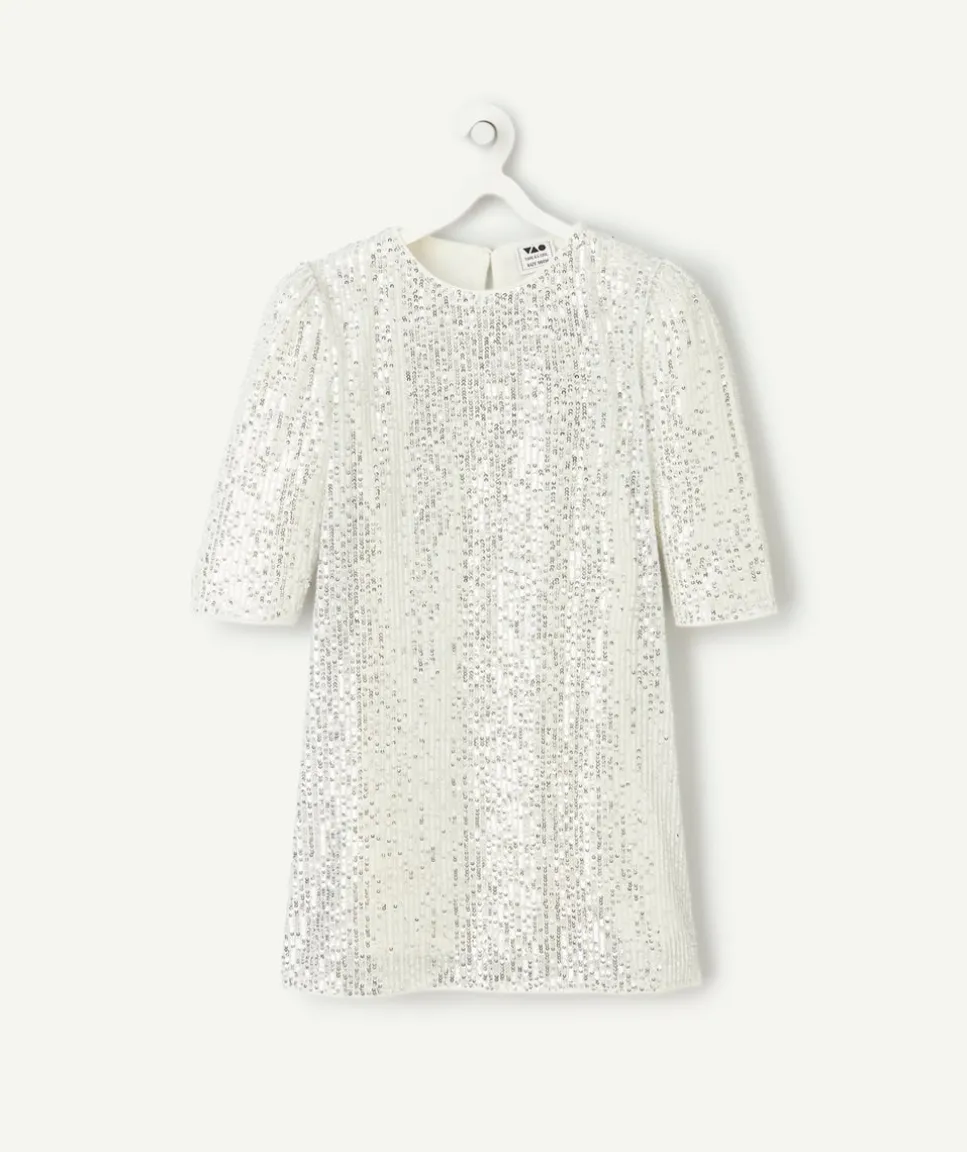 Robe cérémonie fille à sequins argentés