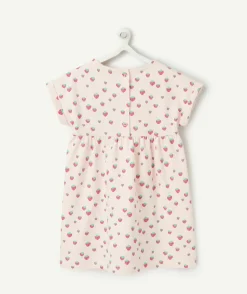 Robe en maille bébé fille en coton bio rose imprimé fraises