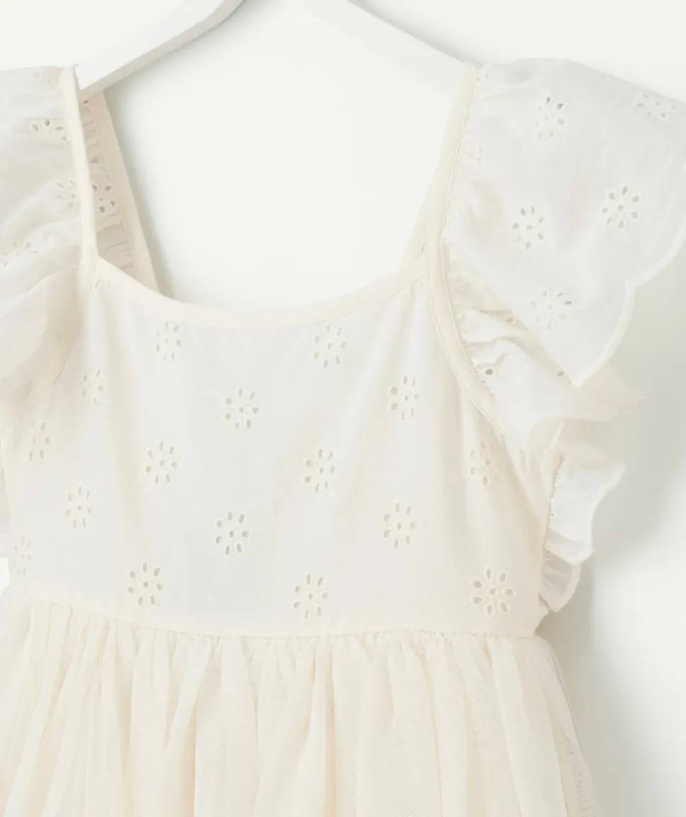 Robe en tulle fille blanche à volants
