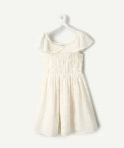 Robe fille blanc smockée