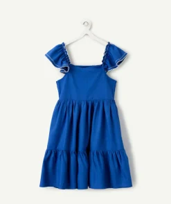 Robe fille bleue à volants