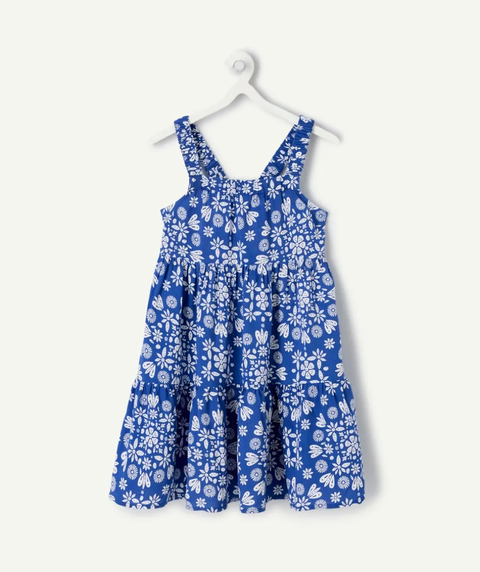 Robe fille bleu imprimé floral