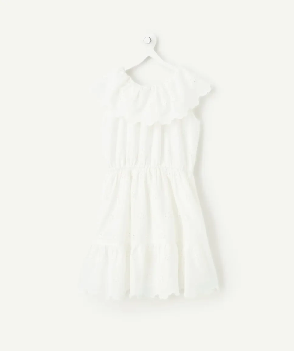 Robe fille brodée blanche à volants