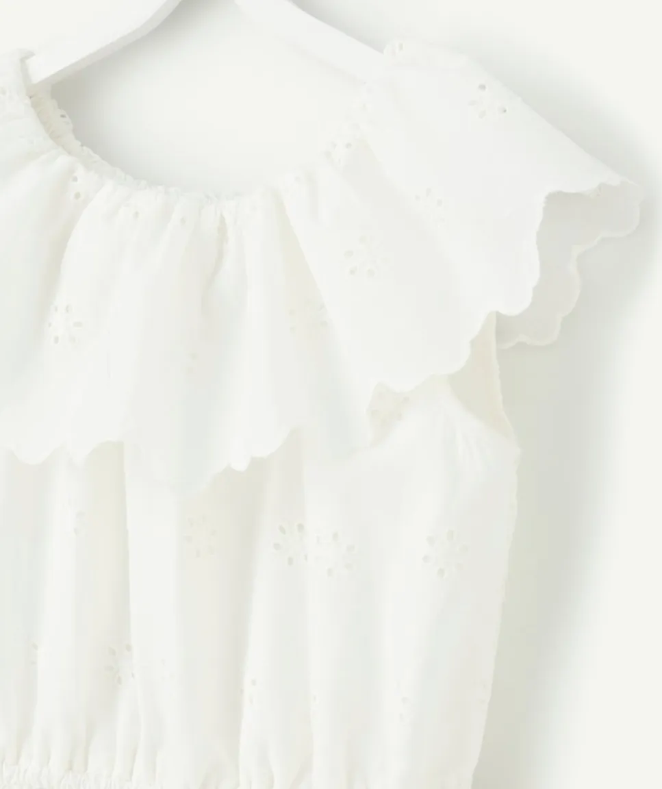 Robe fille brodée blanche à volants