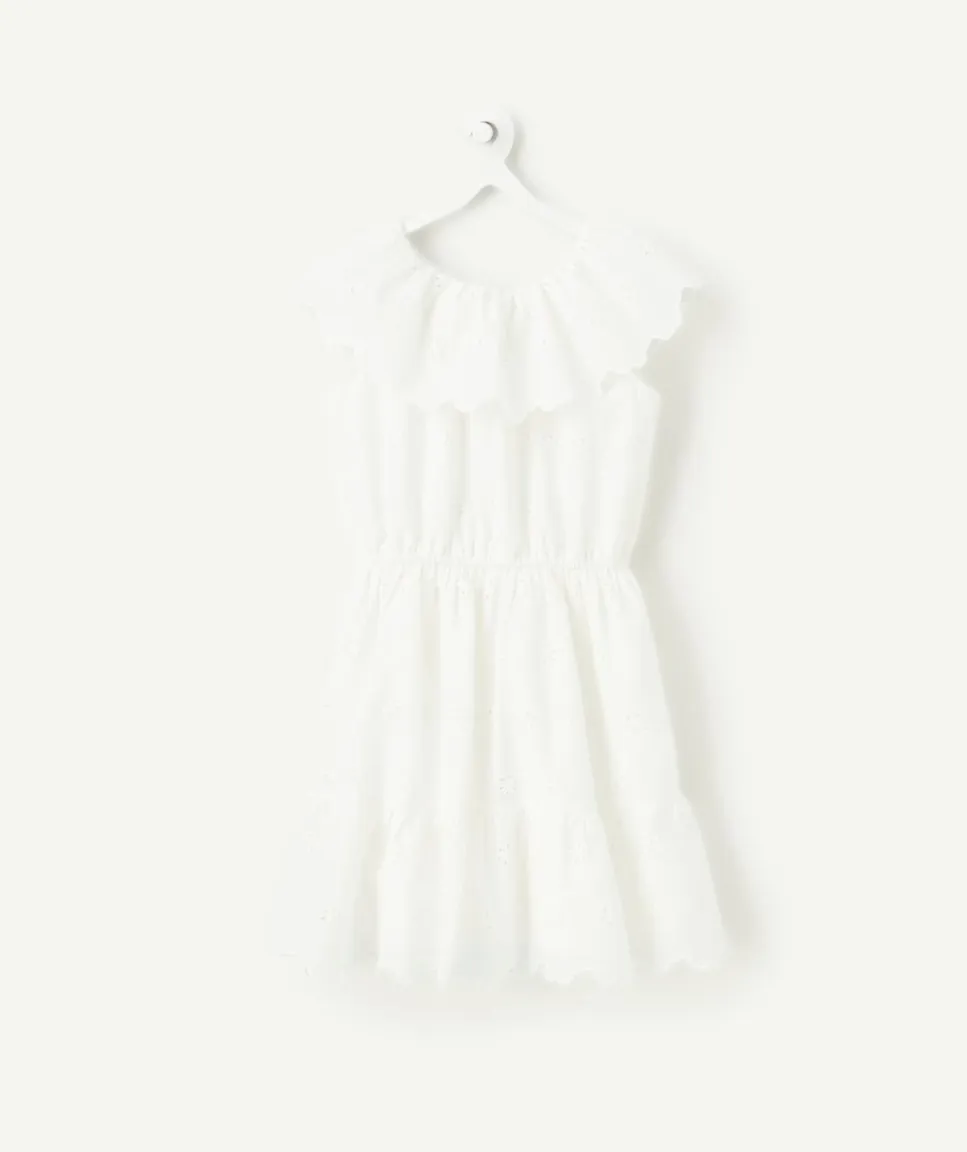 Robe fille brodée blanche à volants