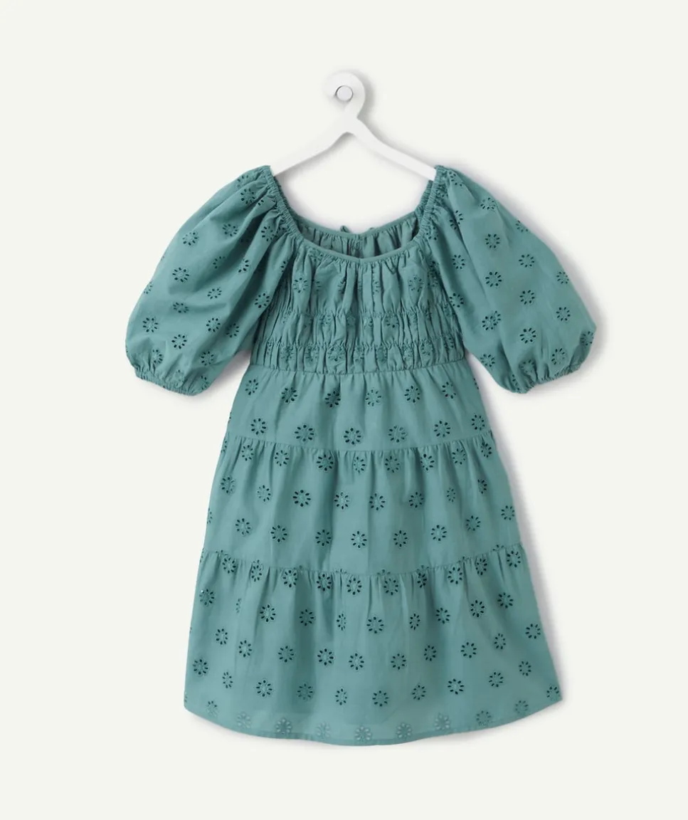Robe fille broderie verte