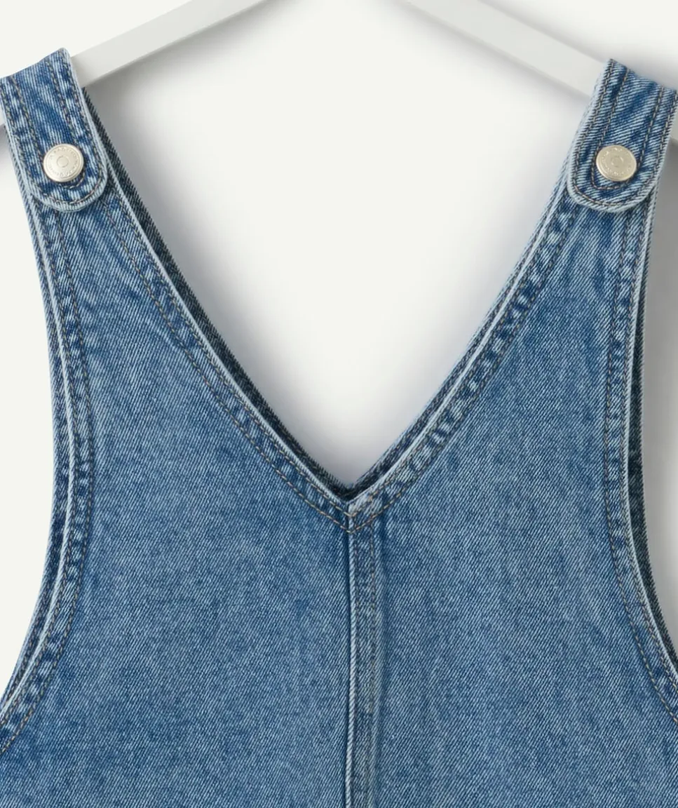 Robe fille chasuble denim bleu