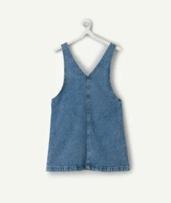 Robe fille chasuble denim bleu