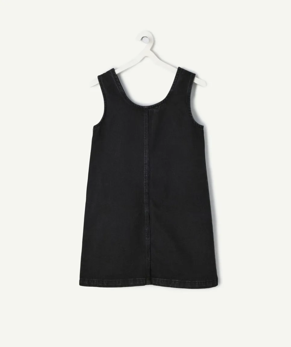 Robe fille denim noir avec poches