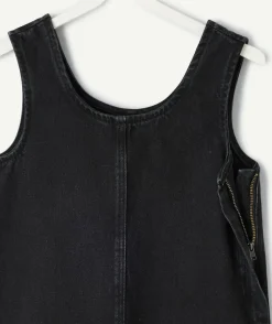 Robe fille denim noir avec poches