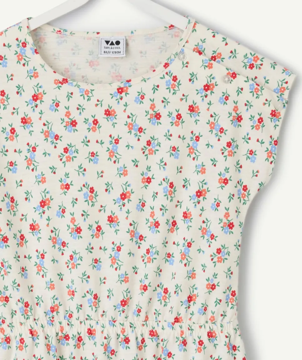 Robe fille droite imprimé floral