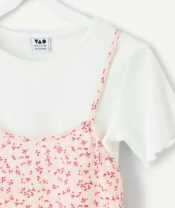 Robe fille fluide rose imprimé fleuri