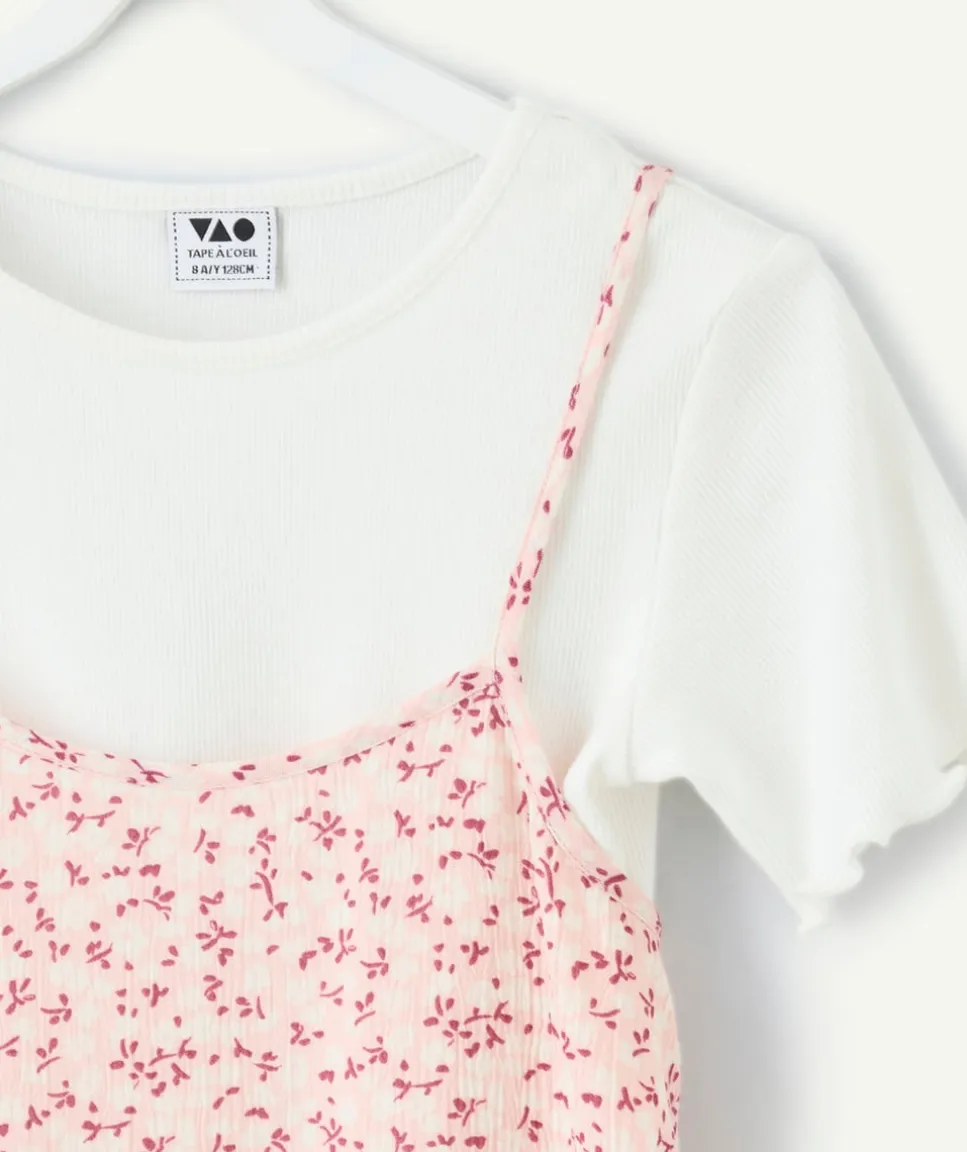 Robe fille fluide rose imprimé fleuri