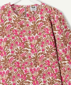 Robe fille imprimée à fleurs manches longues