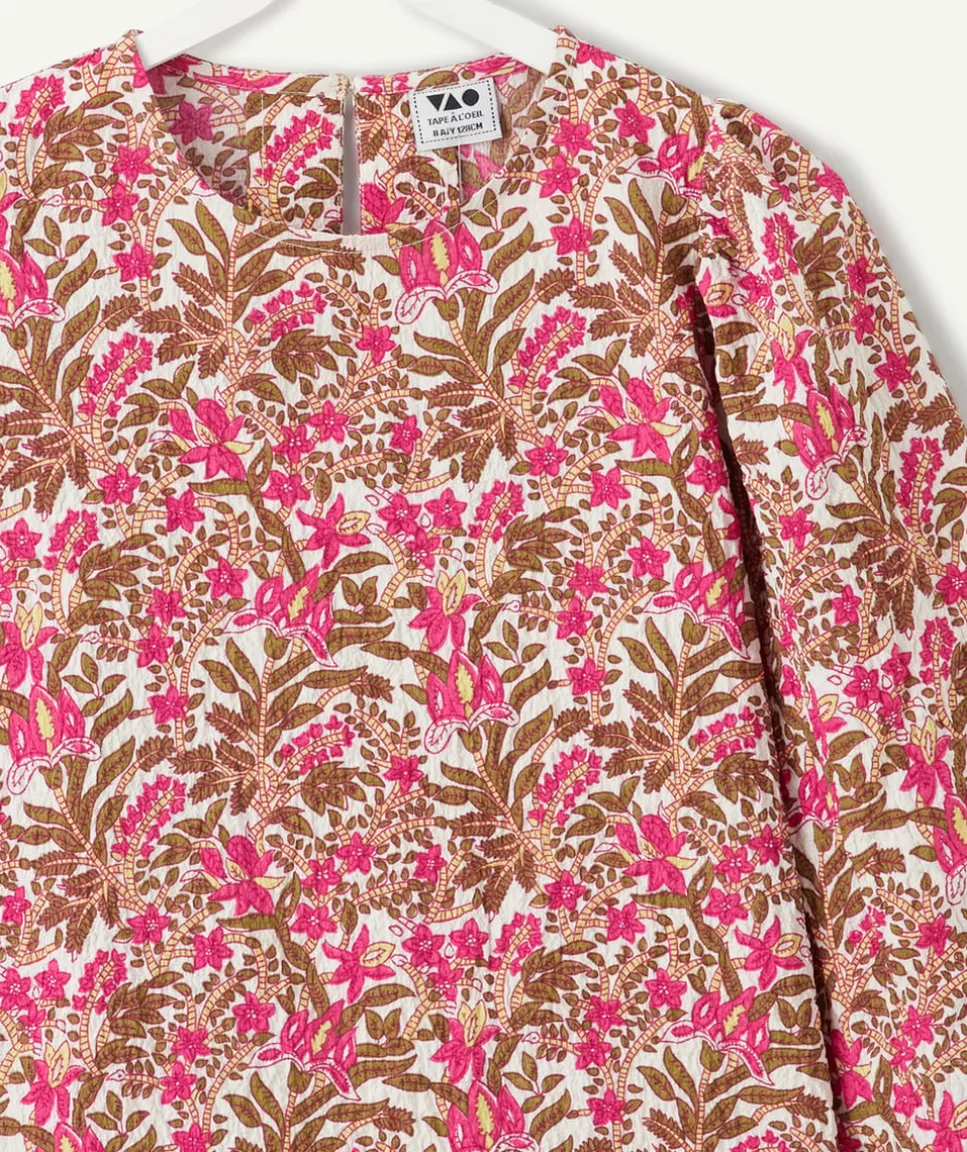 Robe fille imprimée à fleurs manches longues