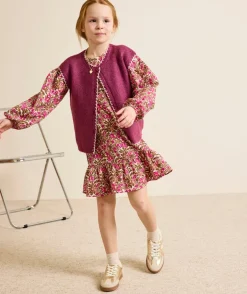 Robe fille imprimée à fleurs manches longues