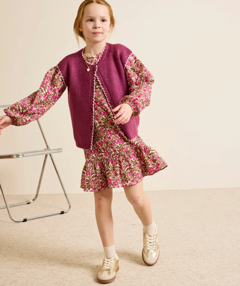Robe fille imprimée à fleurs manches longues