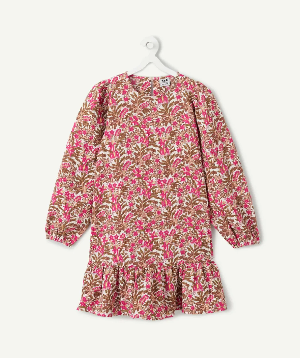 Robe fille imprimée à fleurs manches longues