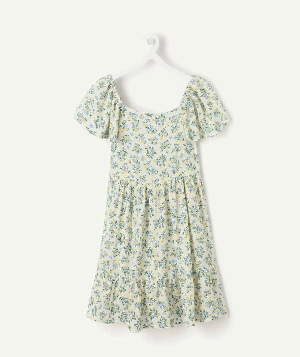 Robe fille imprimé fleuri manches courtes