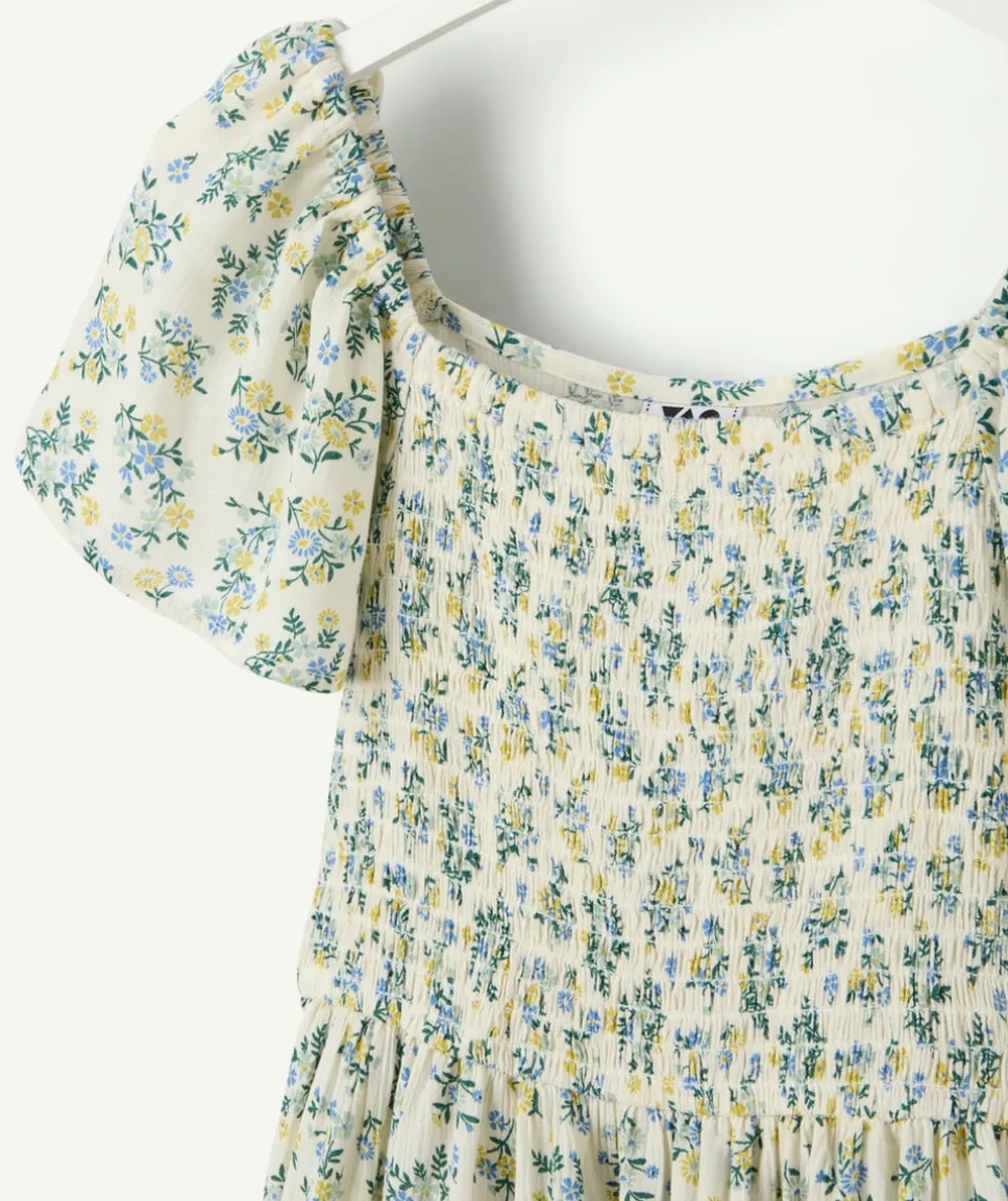 Robe fille imprimé fleuri manches courtes