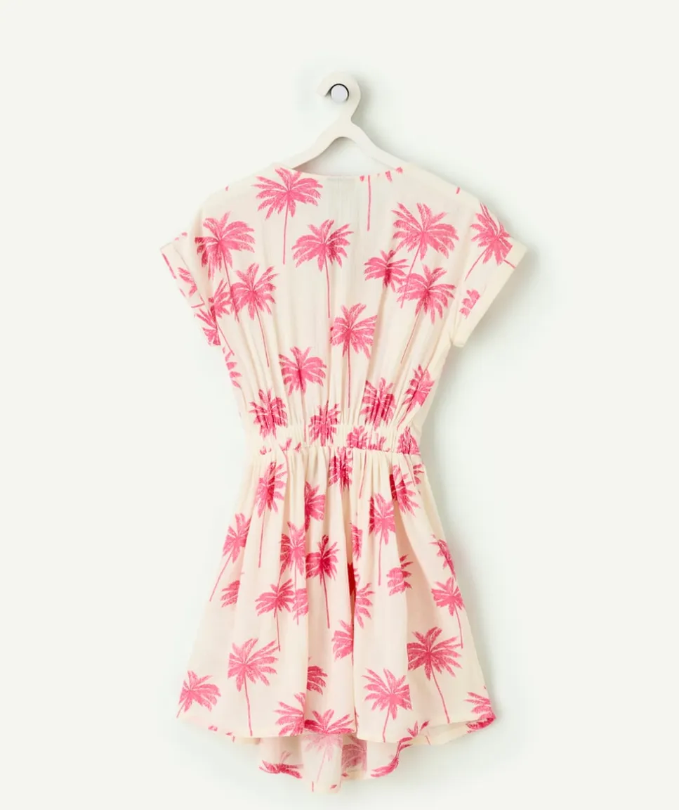 Robe fille imprimé palmiers roses