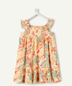 Robe fille imprimé tropical à volants