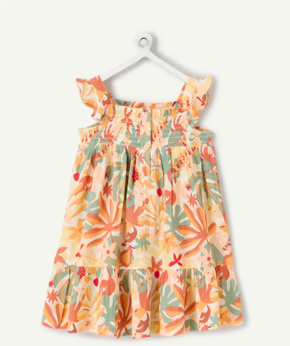 Robe fille imprimé tropical à volants