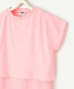 Robe fille manches courtes rose