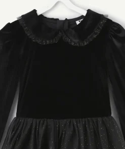 Robe fille velours noire à paillettes