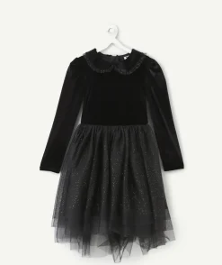 Robe fille velours noire à paillettes