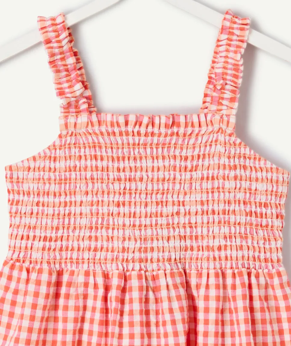 Robe fille vichy coton rouge