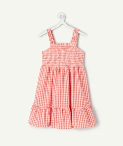 Robe fille vichy coton rouge