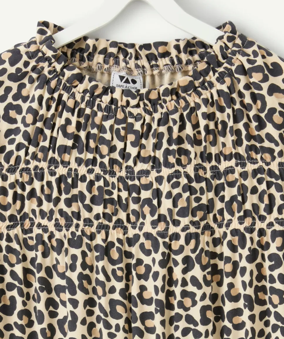 Robe fille volantée imprimé léopard