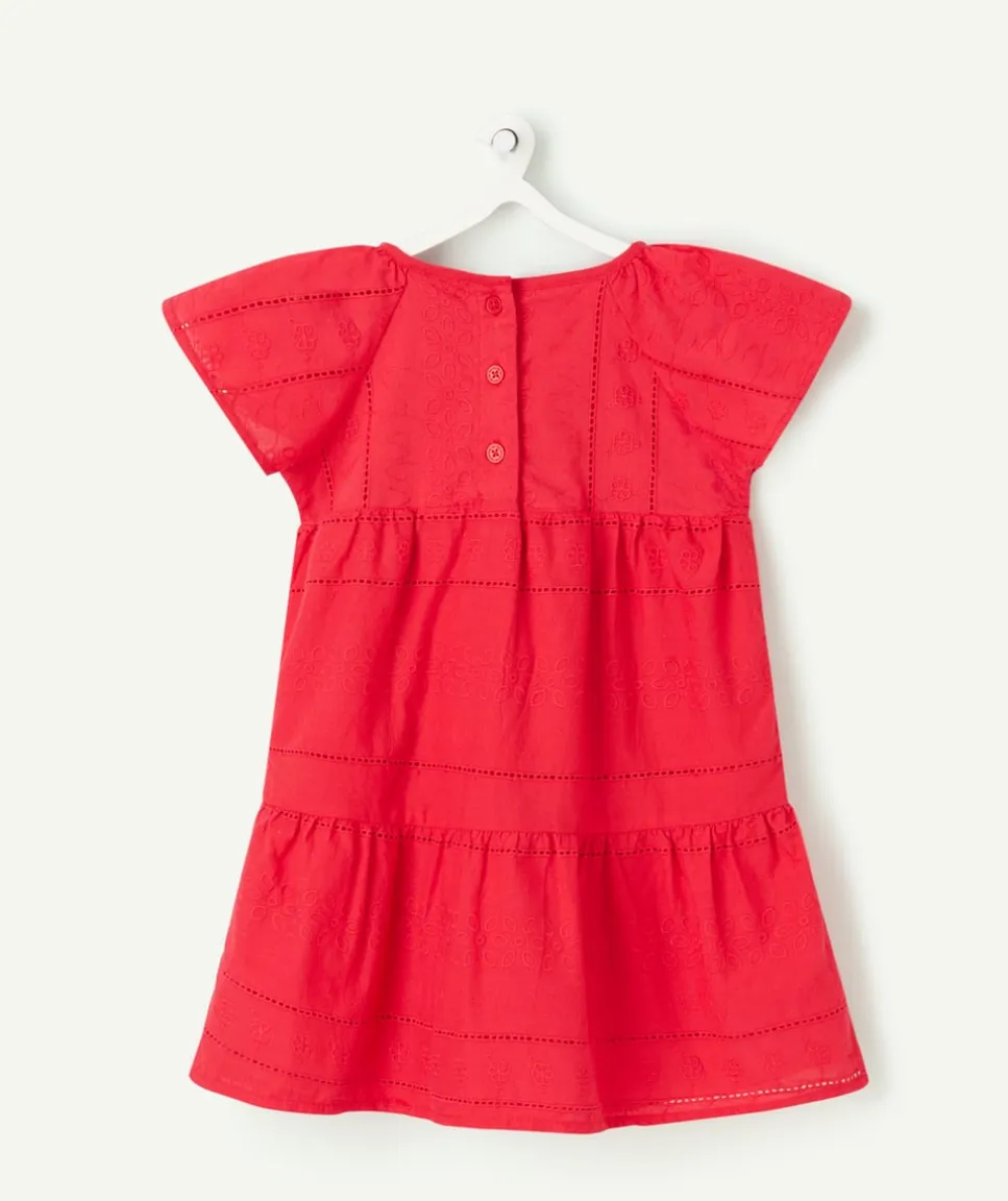 Robe manches courtes bébé fille brodé rouge