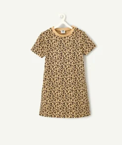 Robe manches courtes pour fille léopard