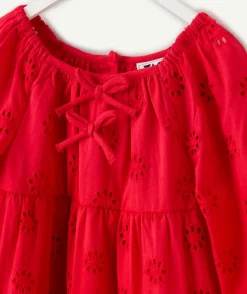 Robe manches longues bébé fille rouge broderie