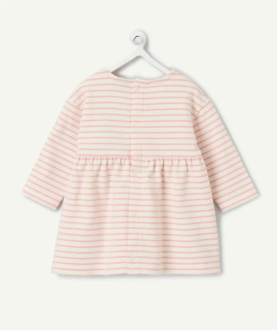 Robe manches longues naissance fille rayée rose
