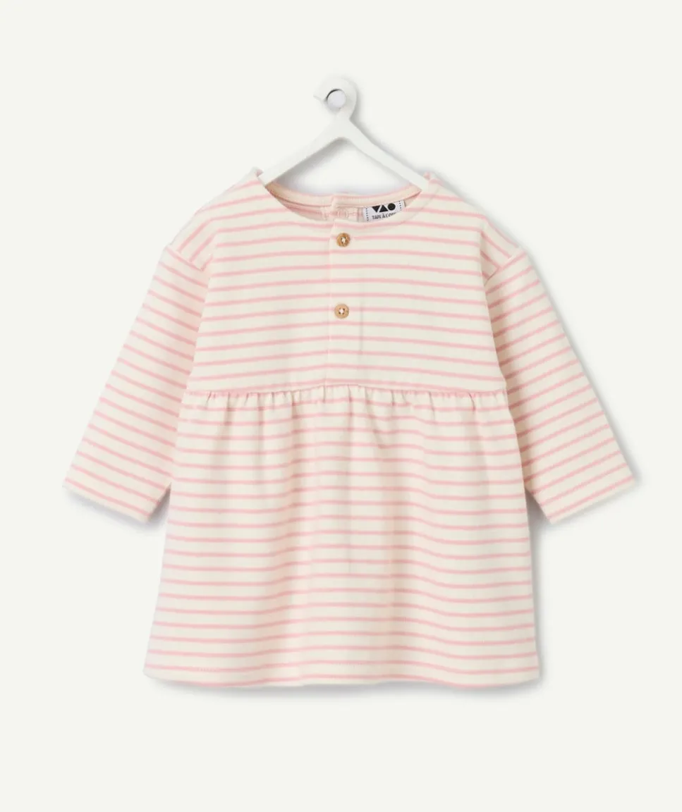 Robe manches longues naissance fille rayée rose