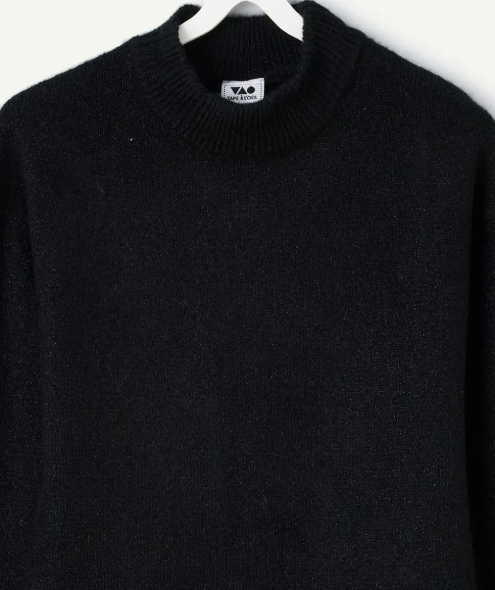 Robe pull fille noire en maille