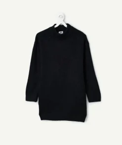 Robe pull fille noire en maille