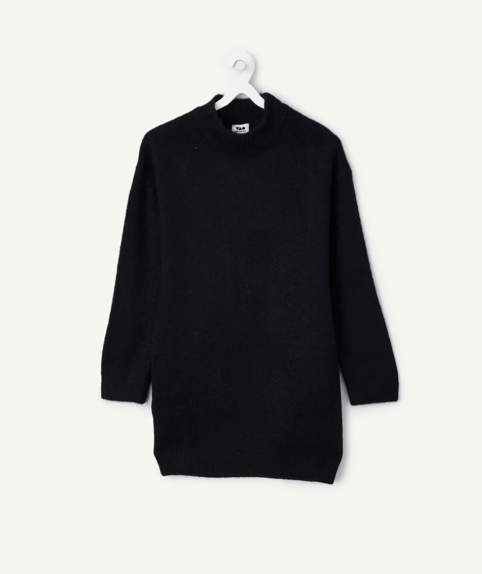 Robe pull fille noire en maille