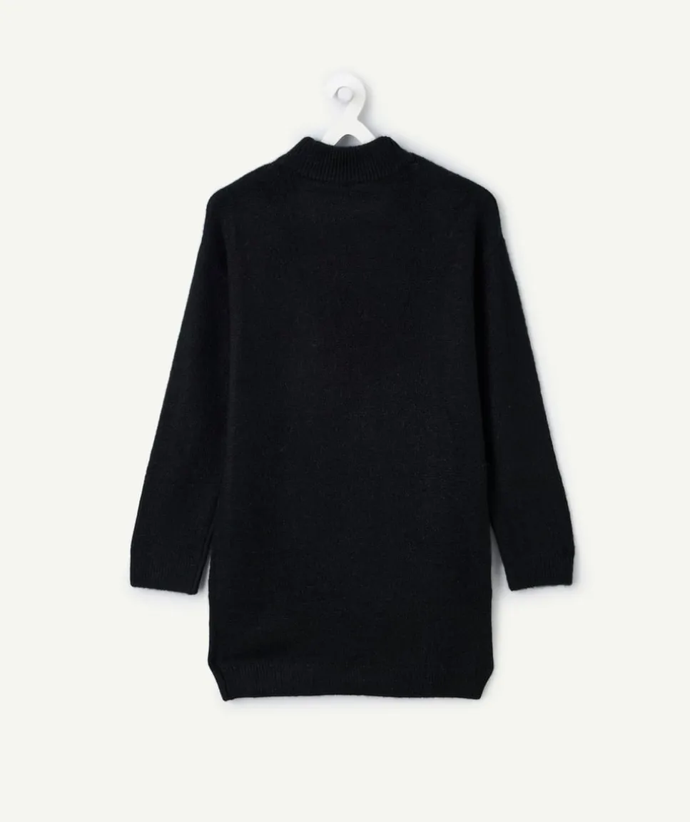 Robe pull fille noire en maille