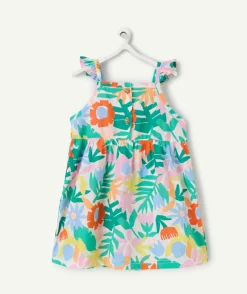 Robe sans manches bébé fille en coton bio imprimé fleurs