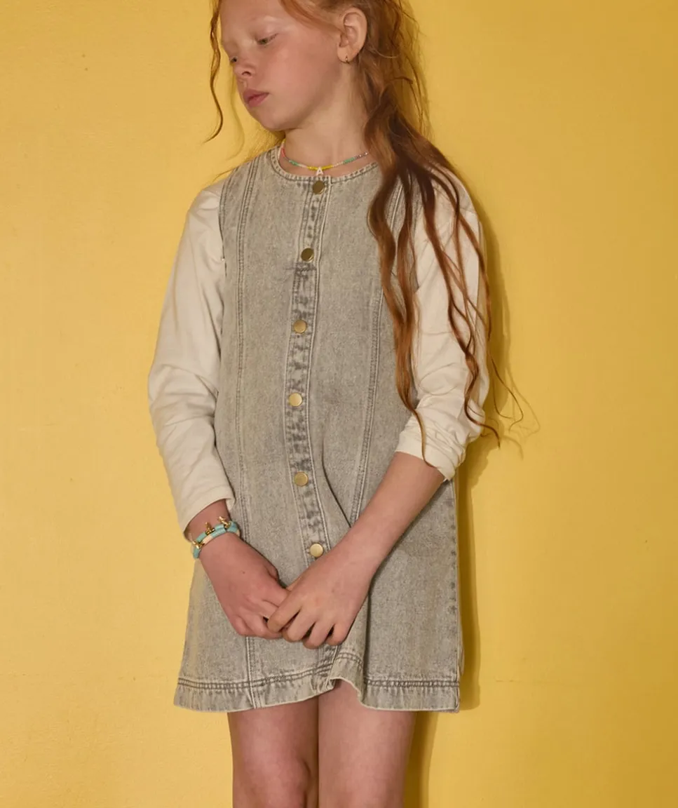 Robe sans manches fille denim gris