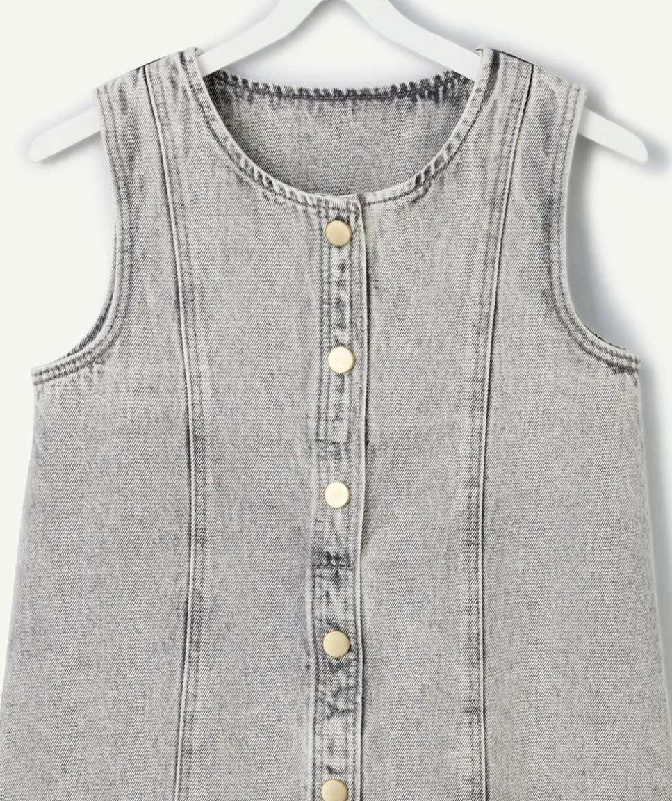 Robe sans manches fille denim gris