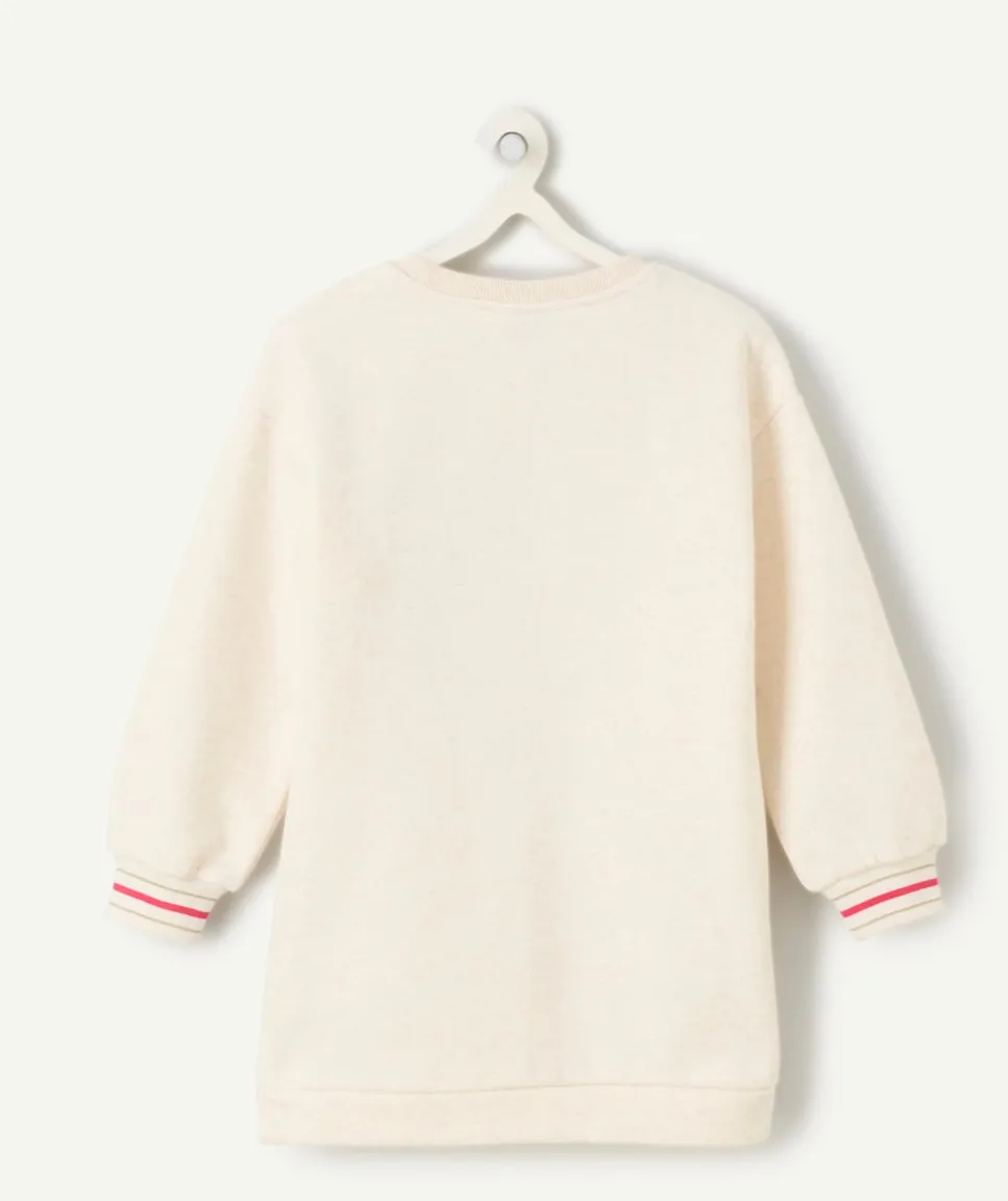 Robe sweat fille beige à message