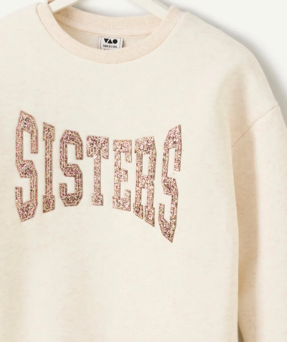 Robe sweat fille beige à message