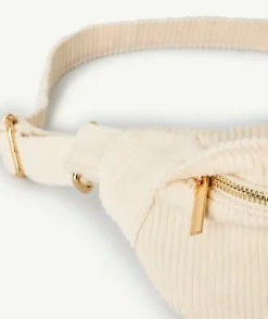 Sac banane fille velours côtelé écru