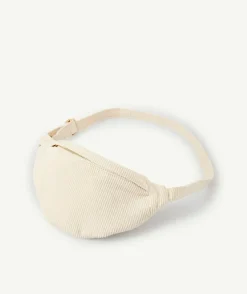 Sac banane fille velours côtelé écru