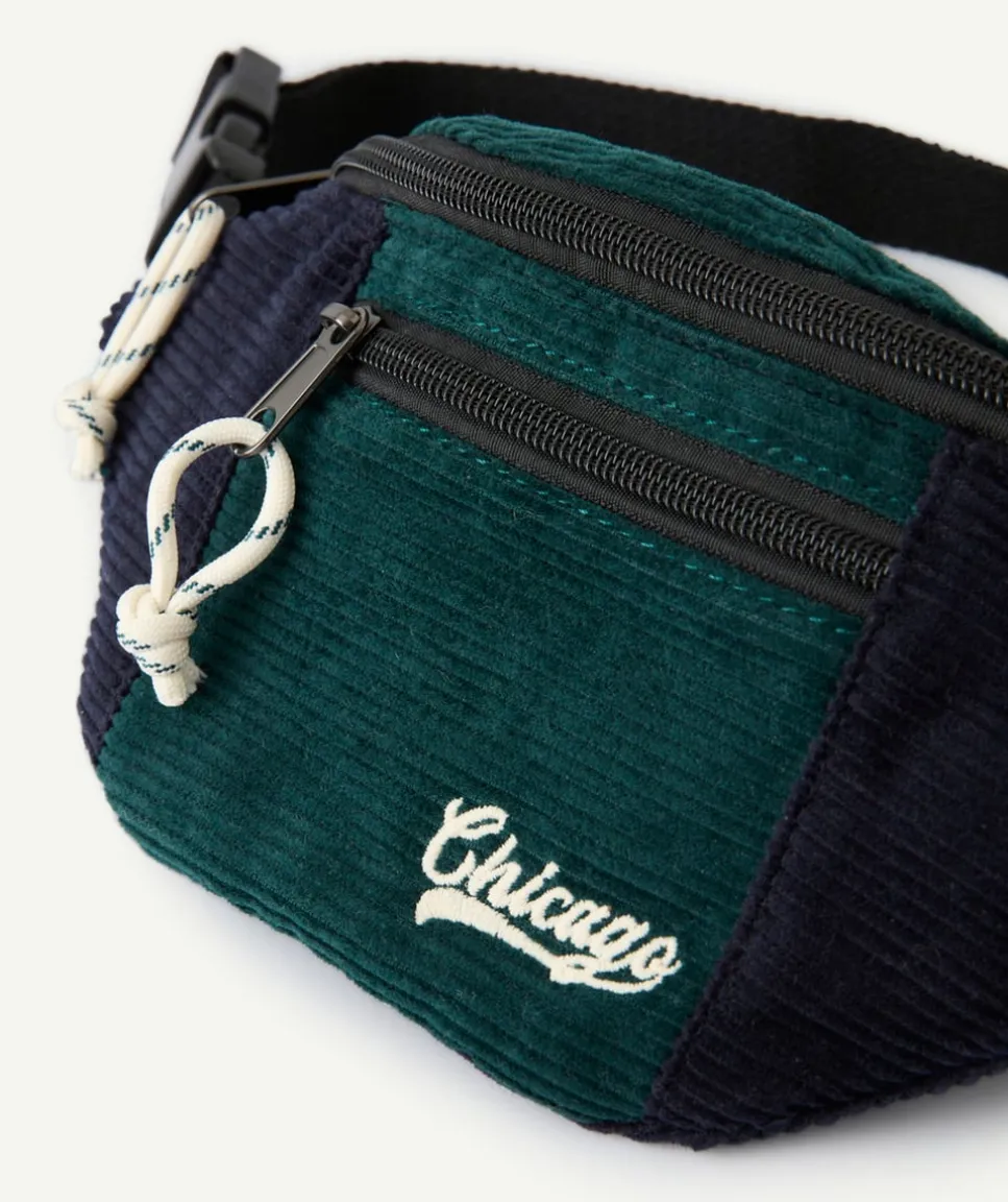 Sac banane garçon velours vert